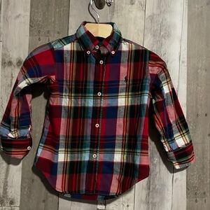 Ralph Lauren Kids Red Plaid Button Down Shirt size 2t